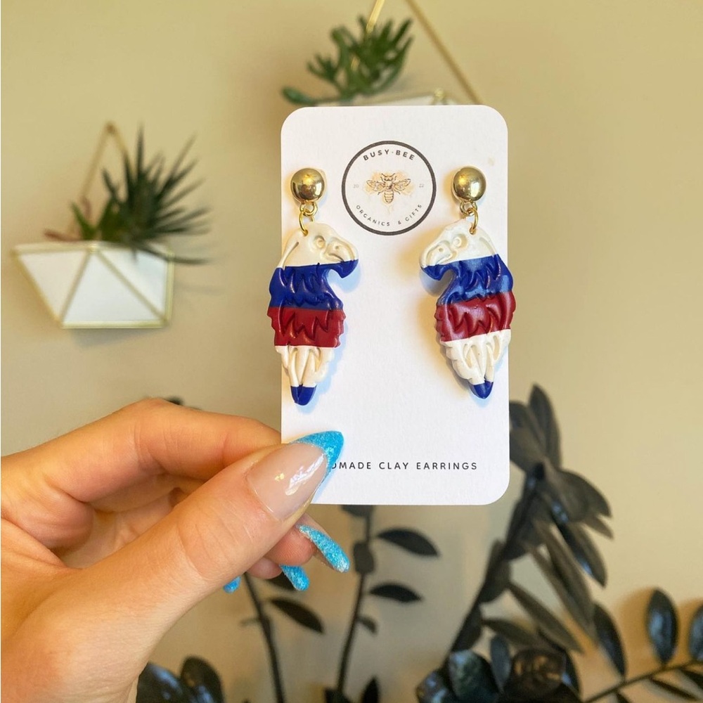 BUSY•BEE 4TH OF JULY - AMERICAN EAGLE PLOYMER CLAY EARRINGS